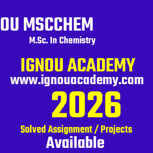 IGNOU MSCCHEM SOLVED ASSIGNMENT 2026